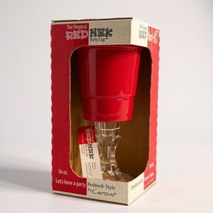 The Original Red Nek Party Cup  16oz 2011 by Carson NOS Melamine Cup Glass Base